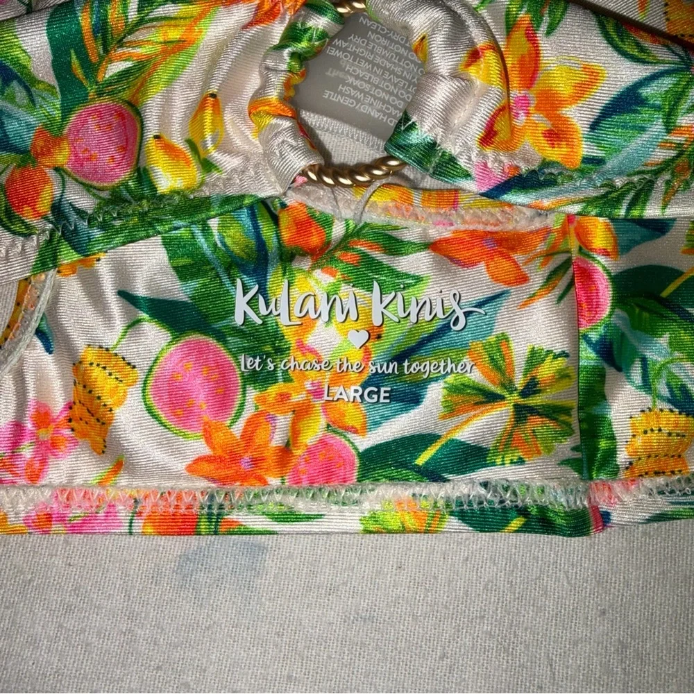 Kulani Kinis Golden Hour Bralette Tropical Floral‎ Bikini Bottom and Top Size L